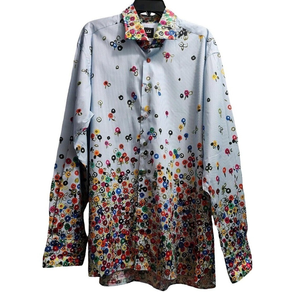Ike Behar Mens Size XL Casual‎ Button Down Floral Print Multicolor Long Sleeve